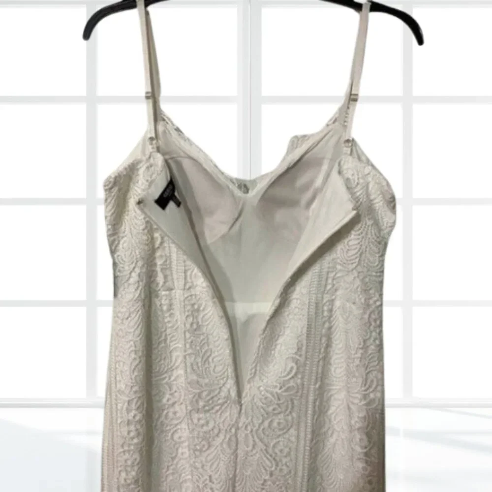 NWT Guess Lace Sweetheart Fit & Flare Dress Size 12 Crochet Mermaid Slip White - Picture 8 of 14